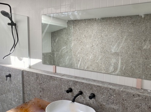 Custom vanity mirror installation